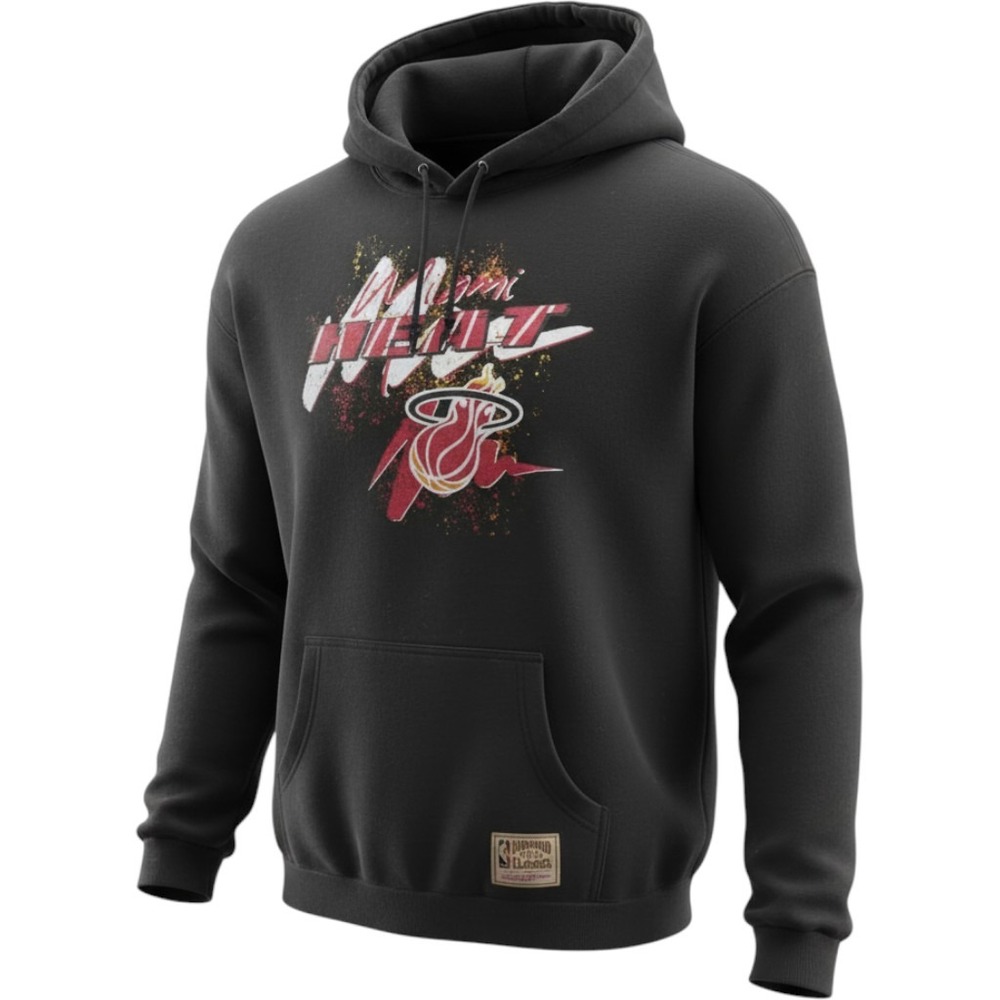 Mitchell & Ness Miami Heat NBA Hardwood Classics Black Sweatshirt Hoodie Mens XL